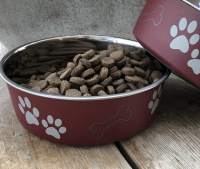 Drinkbak hond rvs bordeaux