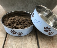 Voerbak hond rvs frisblauw