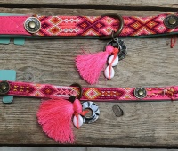 Halsband hond leer roze